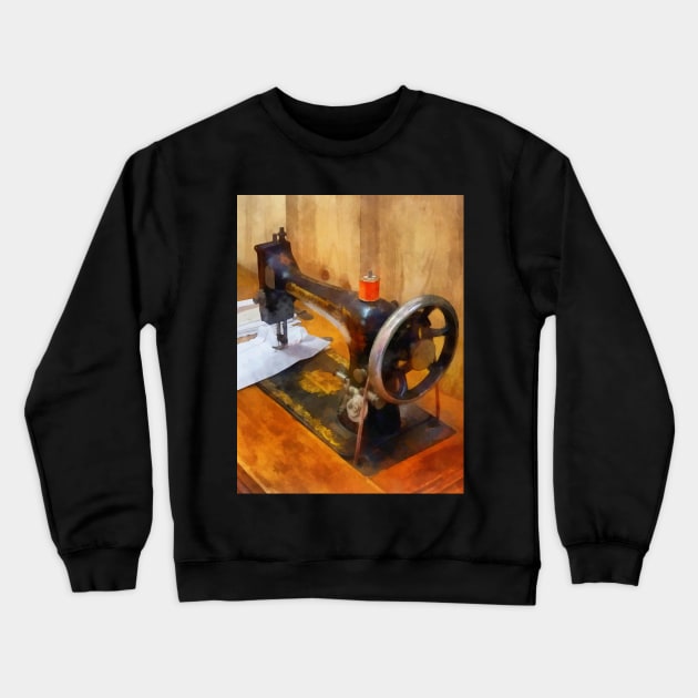 Sewing Machine With Orange Thread Crewneck Sweatshirt by SusanSavad